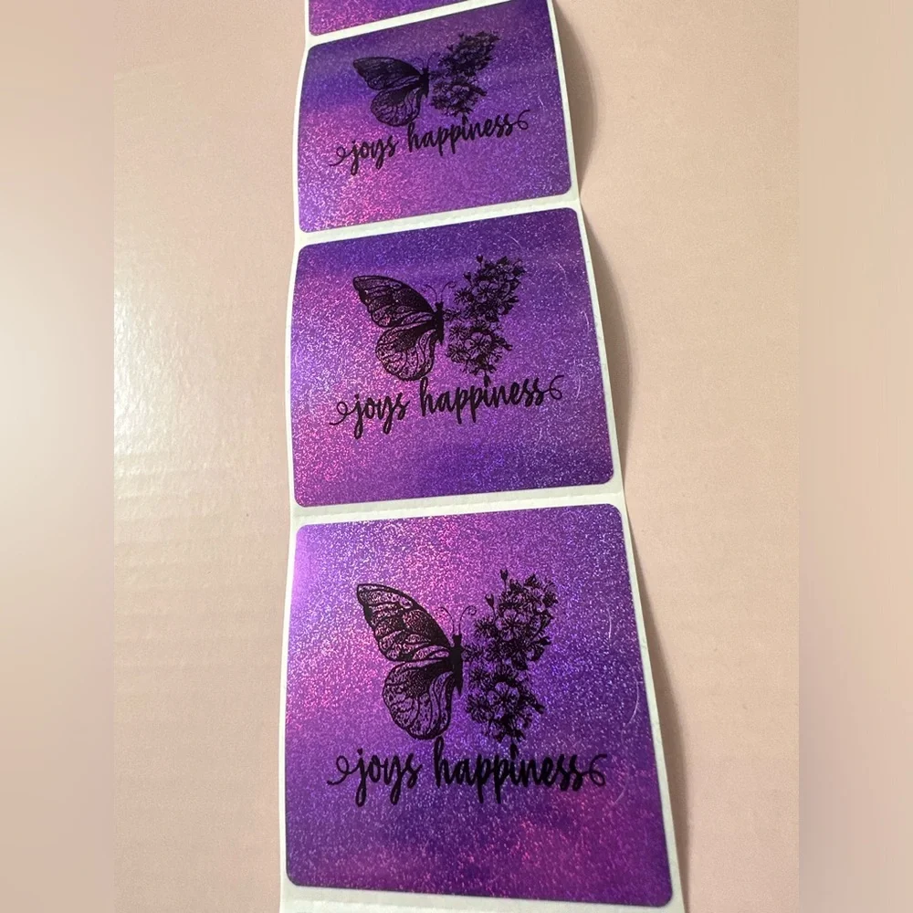 50 ct. Custom 2” Purple Shimmer Round Scalloped Sticker Labels